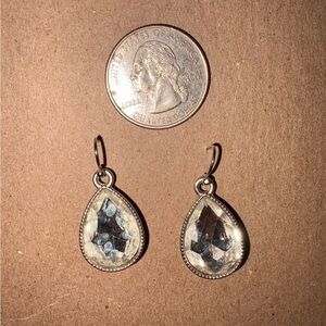 Sterling Teardrop Clear Crystal Dangle Earrings